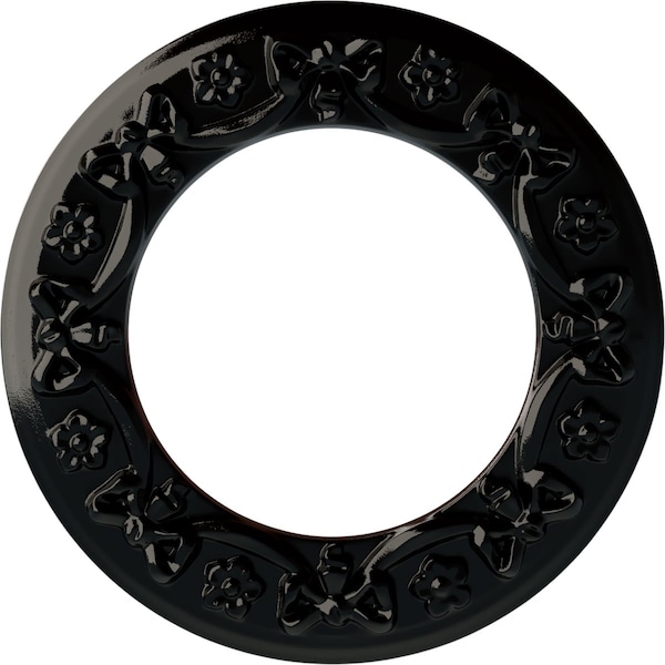 Ekena Millwork Ribbon with Bow Ceiling Medallion (Canopies up to 7 1/2"), 12 1/4"OD x 7 1/2"ID x 7/8"P, Black Pearl CM12RIBPS - main